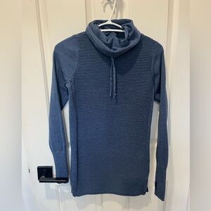 Blue Ribbed Turtleneck Sweater Tunic